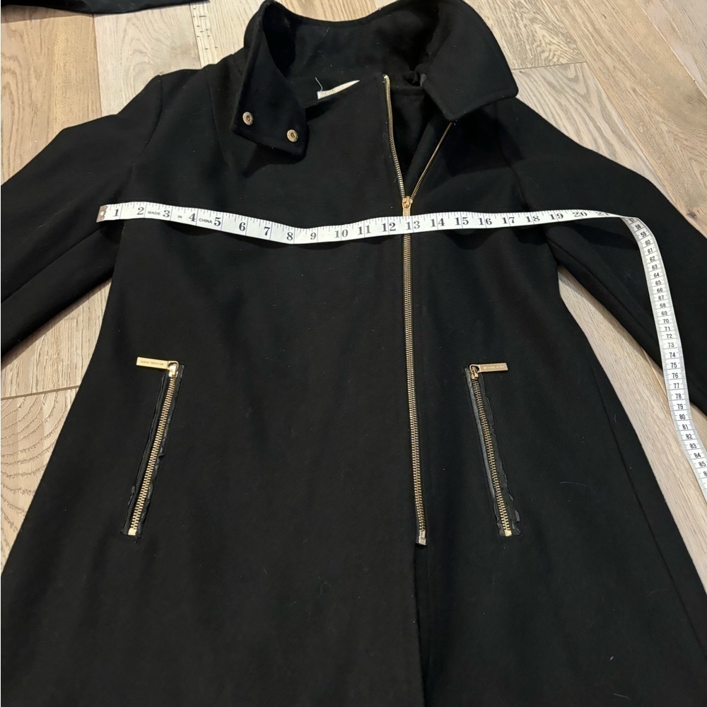 Black MICHAEL by Michael Kors Pea Coat, with gold details - size 8 - Picture 3 of 7